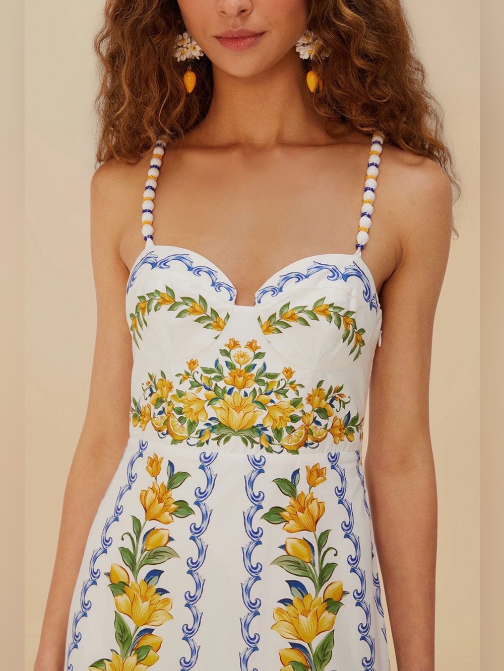 FARM Rio Sicily midi yellow floral dress XL - Picture 5 of 5